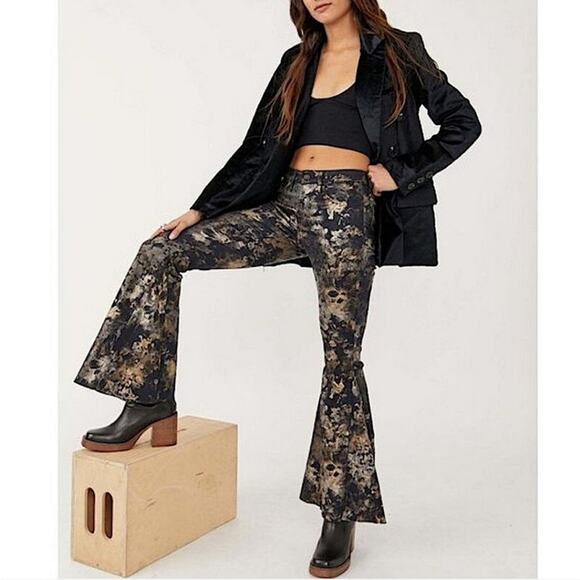 Free People Inferno Metallic Boho Flares - Picture 1 of 9